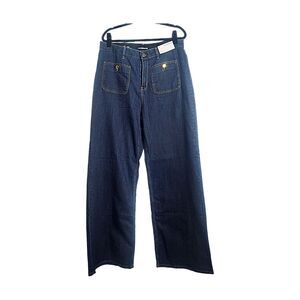 NWT -New Liz Claiborne Wide Leg High Rise Jeans 16 Tall Dark Blue